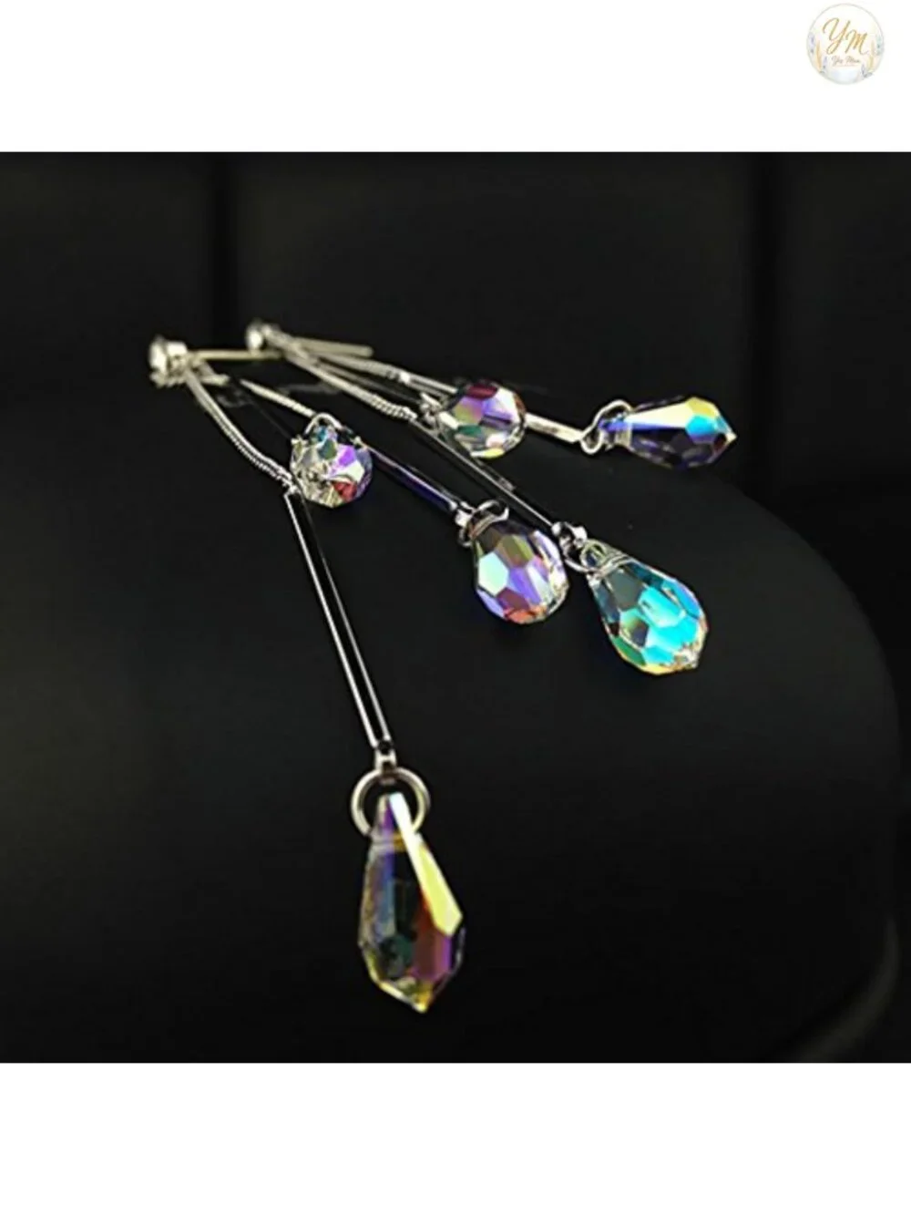 Platinum-Plated Color Change Multi-Teardrop Earrings Aurora Borealis Austrian